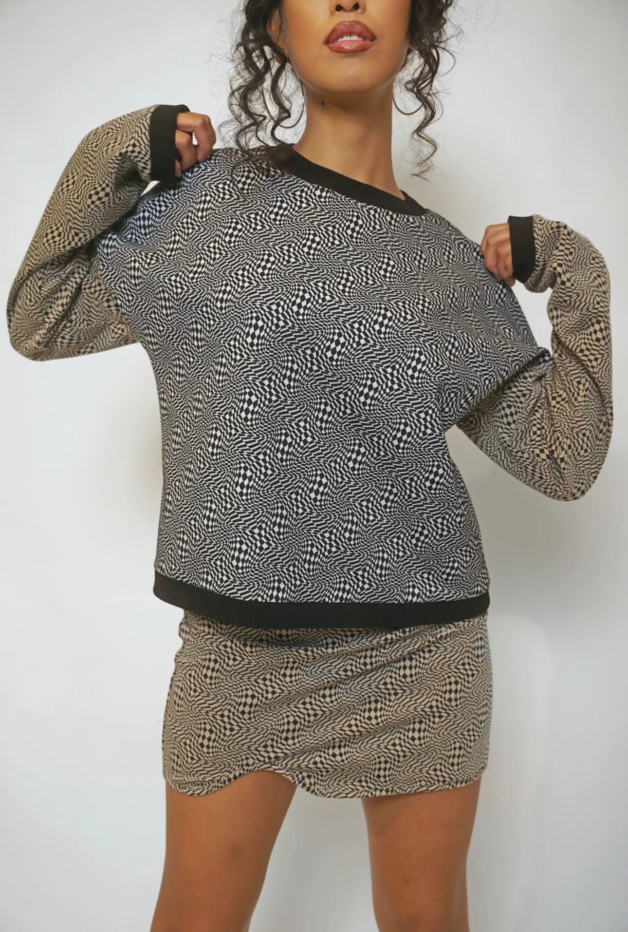 Warped Checkered Mini Skirt