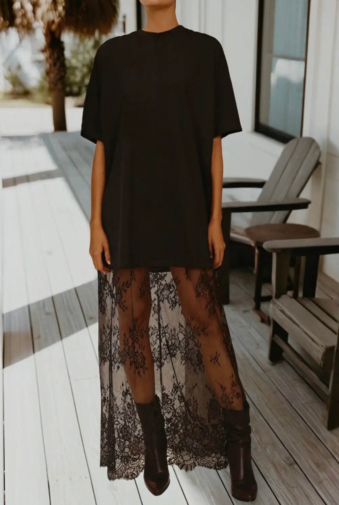 Lace After Dark Tee Dress