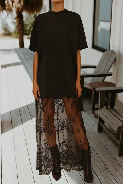 Lace After Dark Tee Dress