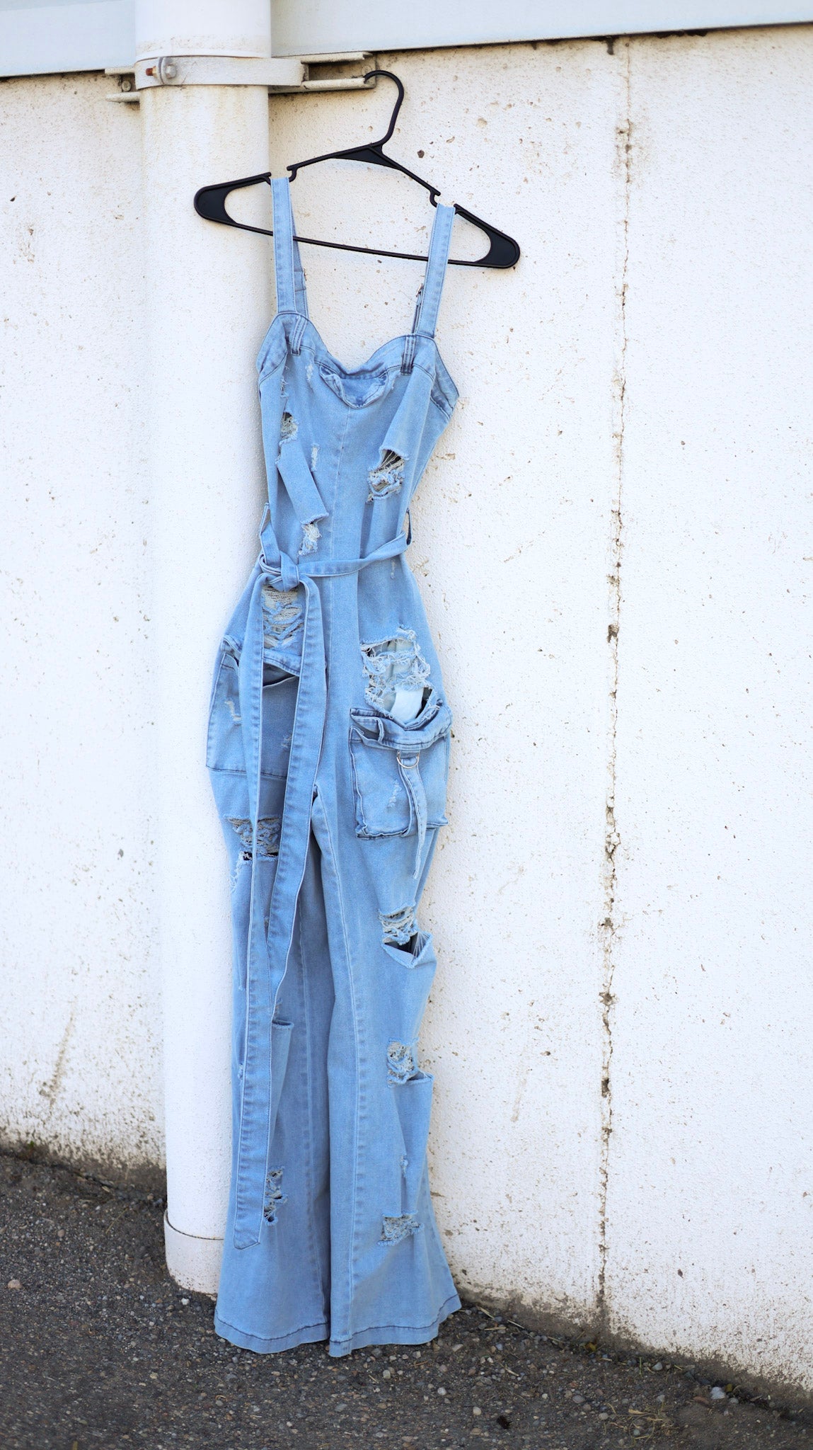 Distressed Denim Jumpsuit