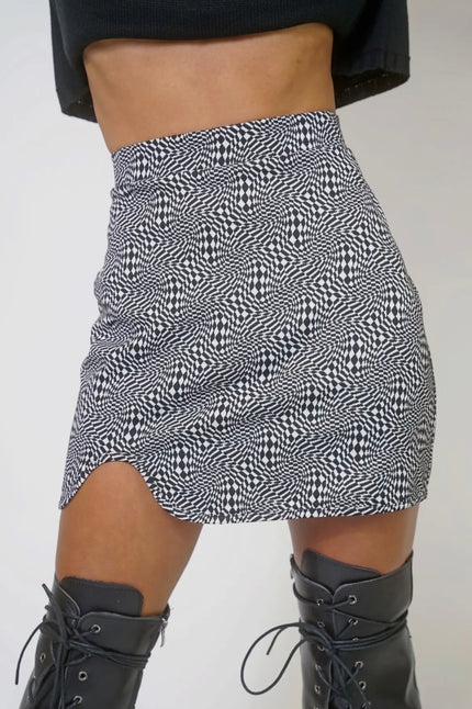 Warped Checkered Mini Skirt