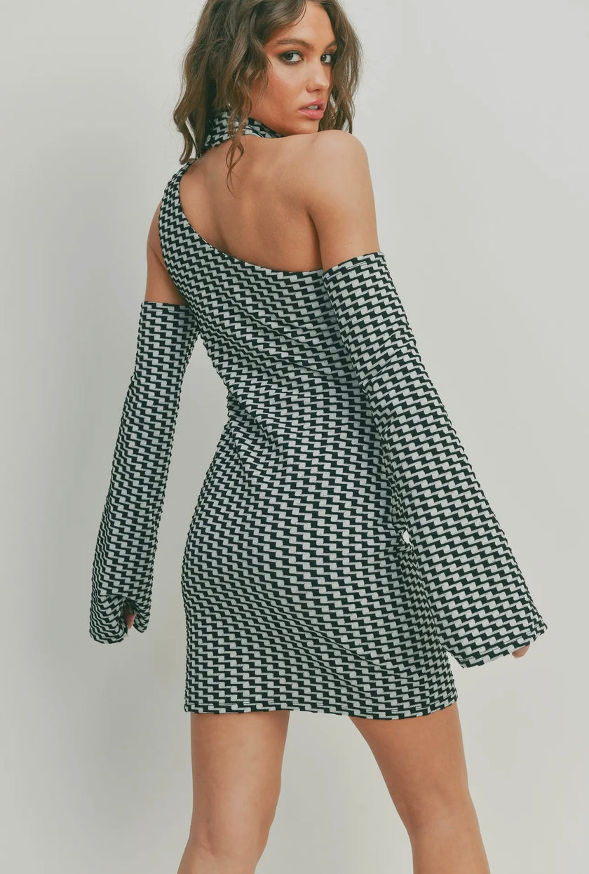 Printed Cut Out Mini Dress