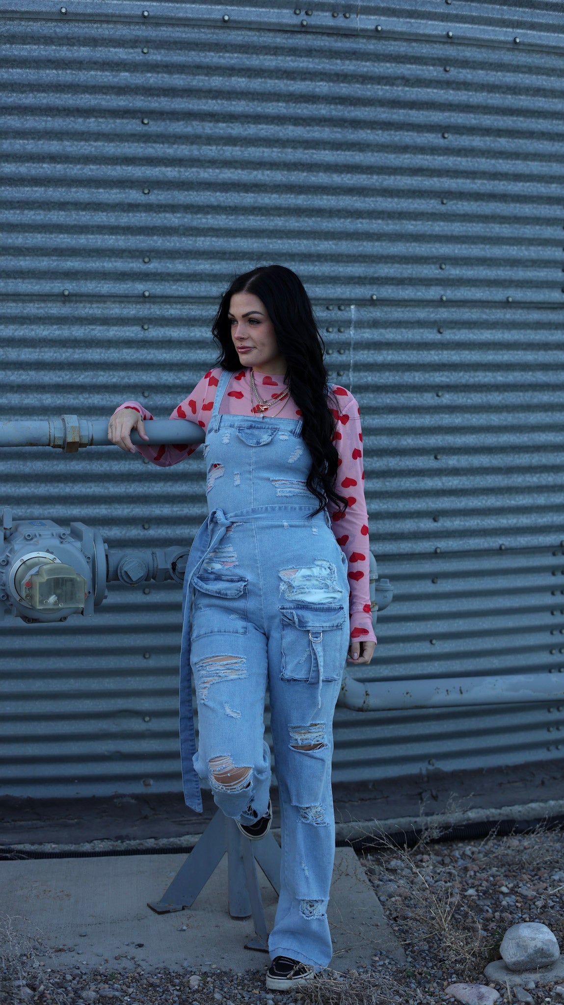 Distressed Denim Jumpsuit