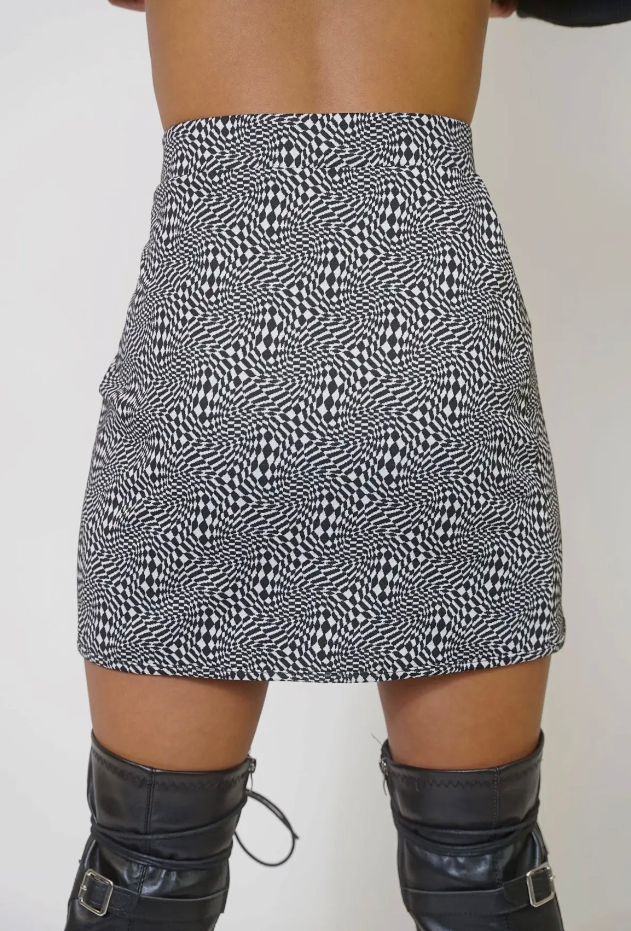 Warped Checkered Mini Skirt