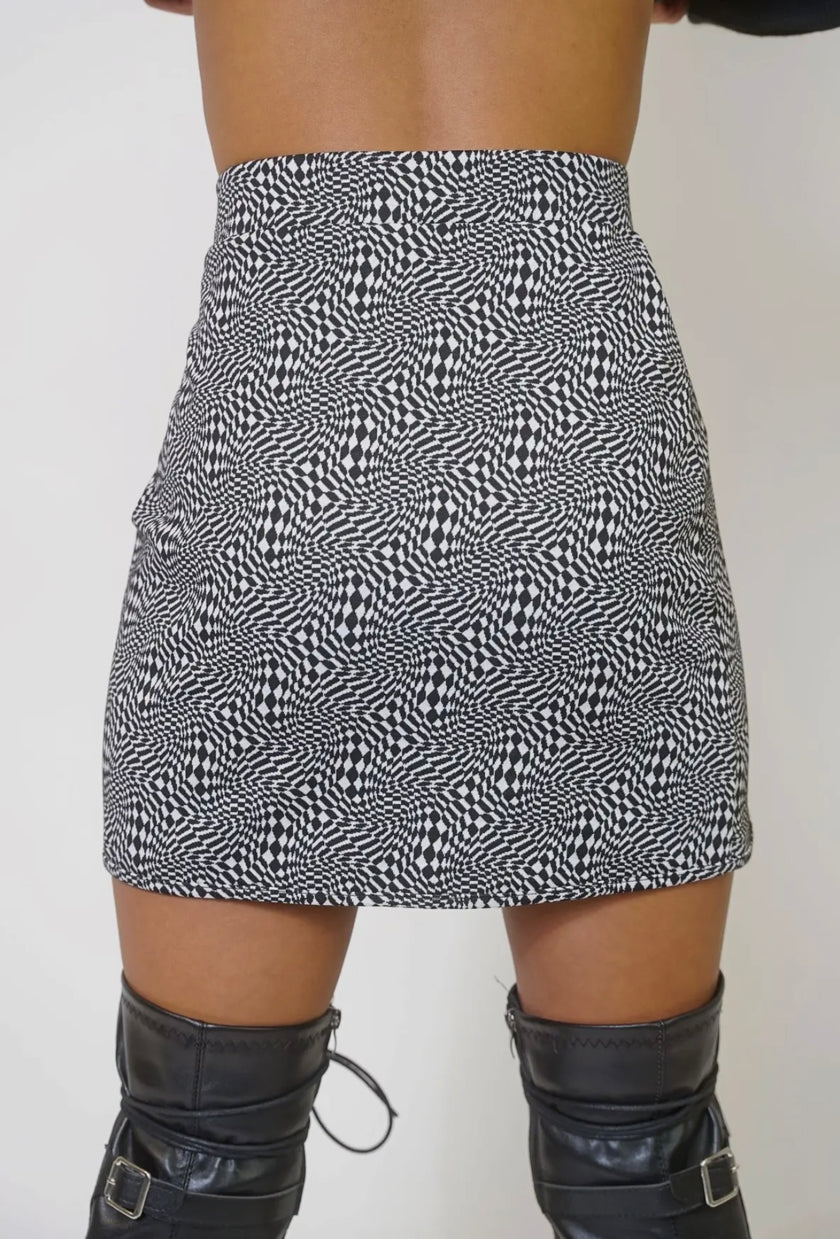 Warped Checkered Mini Skirt