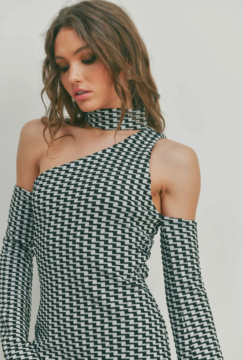 Printed Cut Out Mini Dress