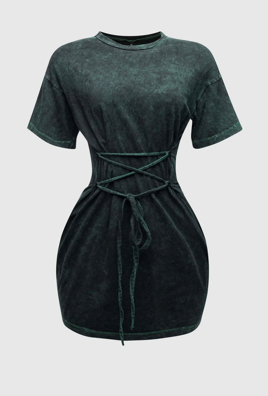 Lace Up Mini Dress