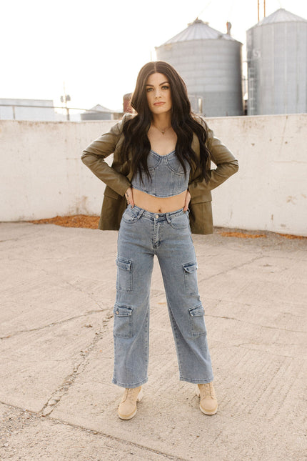 Denim Bustier & Cargo