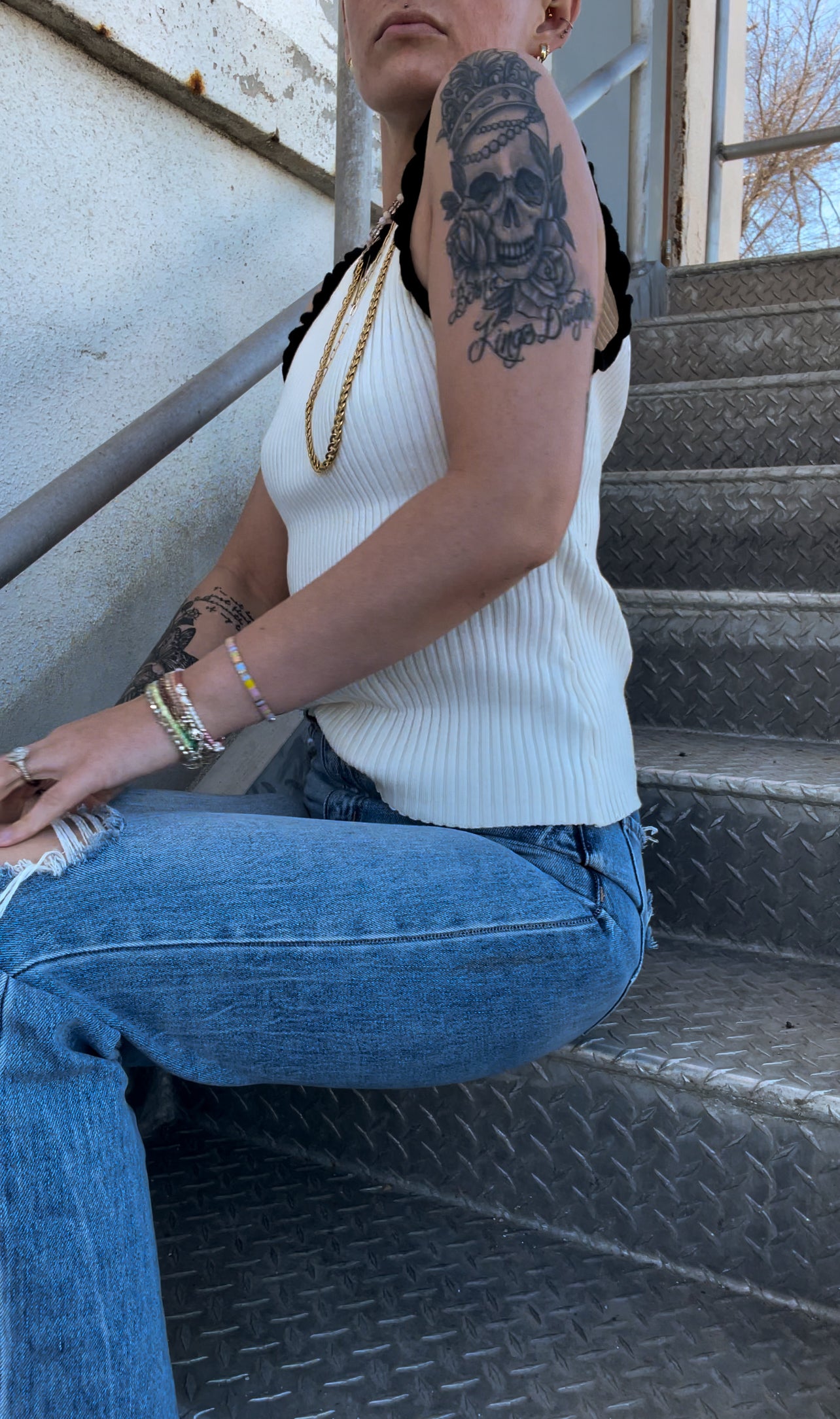 Ruffle Sweater Tank Top