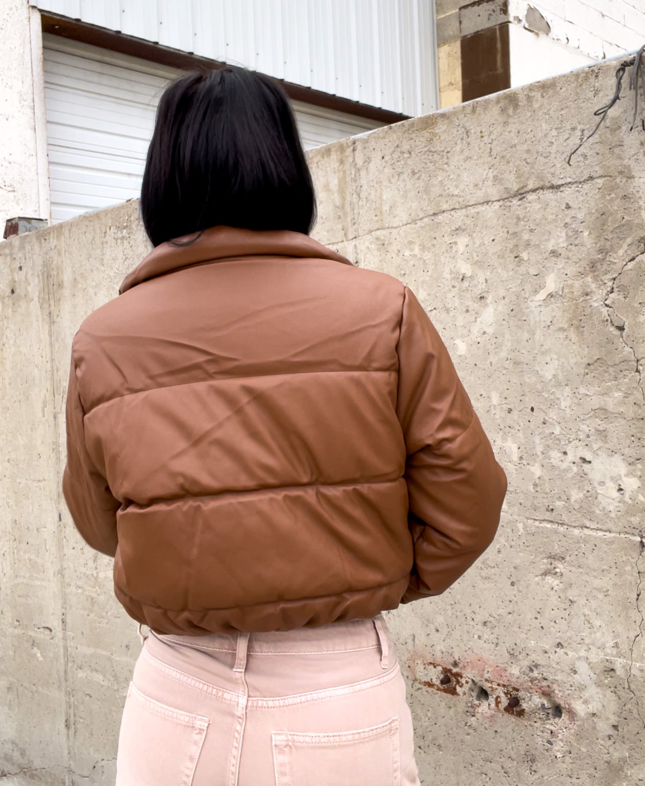 Faux Leath Puffer Jacket