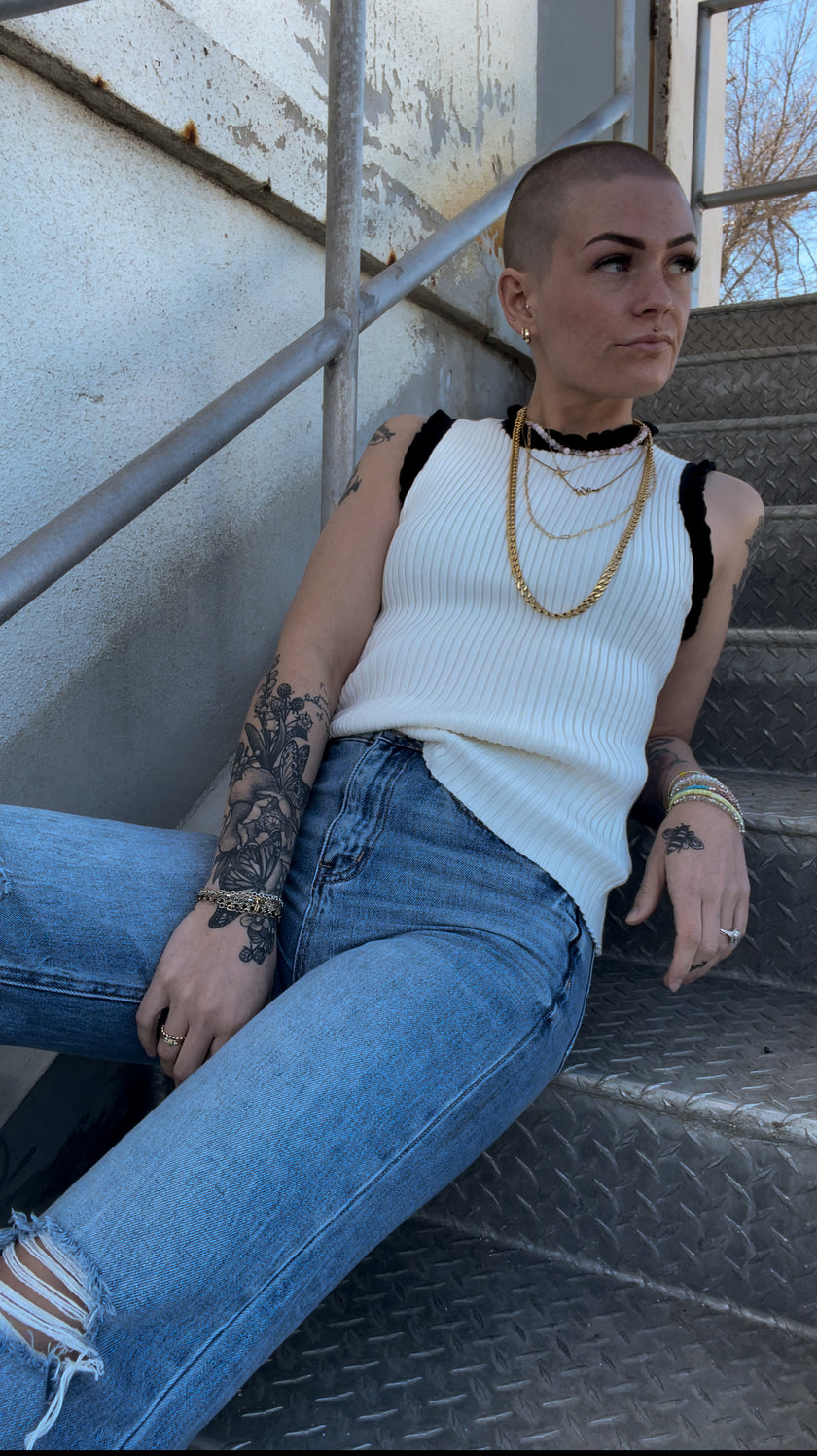 Ruffle Sweater Tank Top