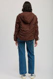 Ruching Brown Puffer Coat