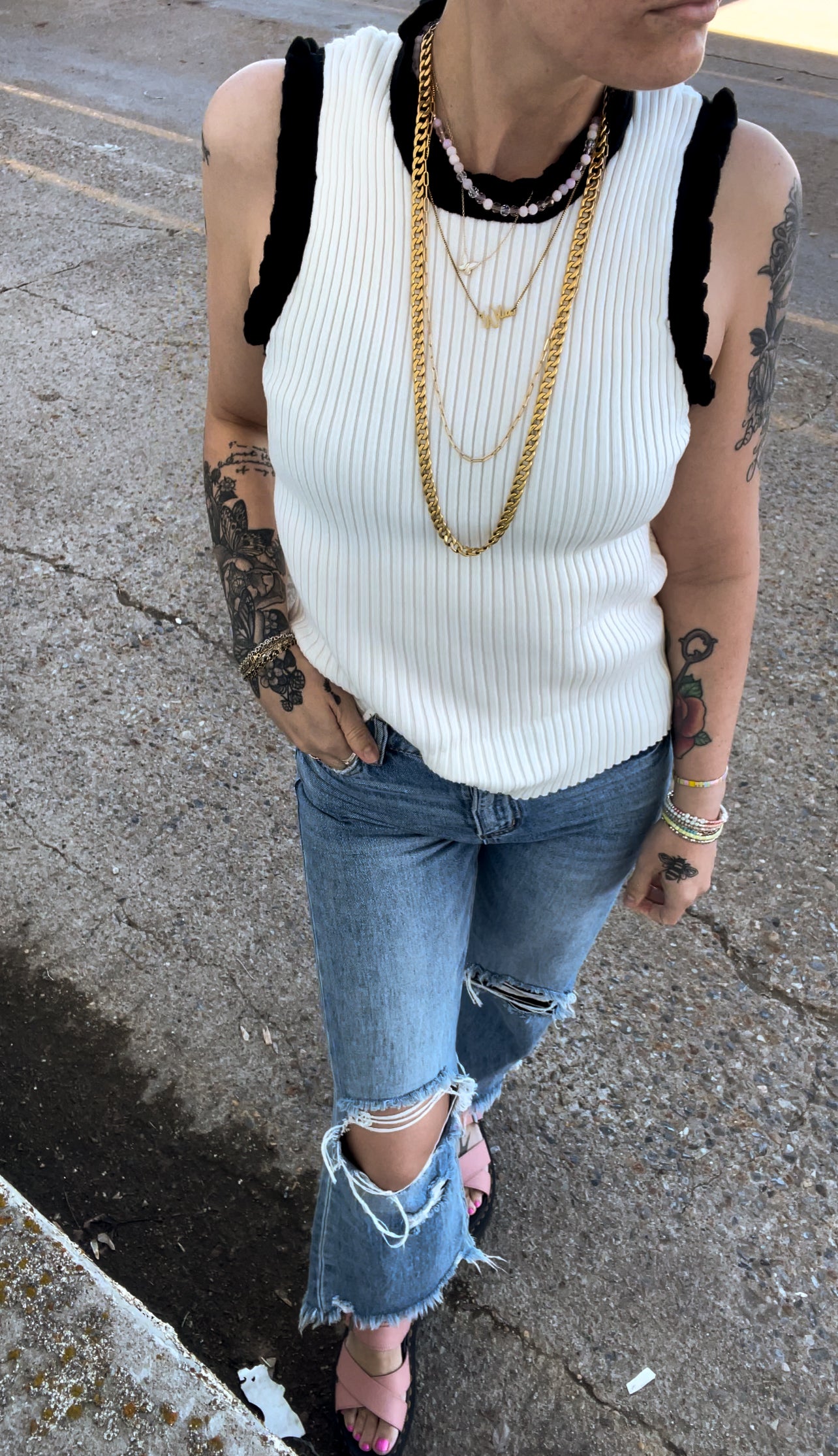 Ruffle Sweater Tank Top