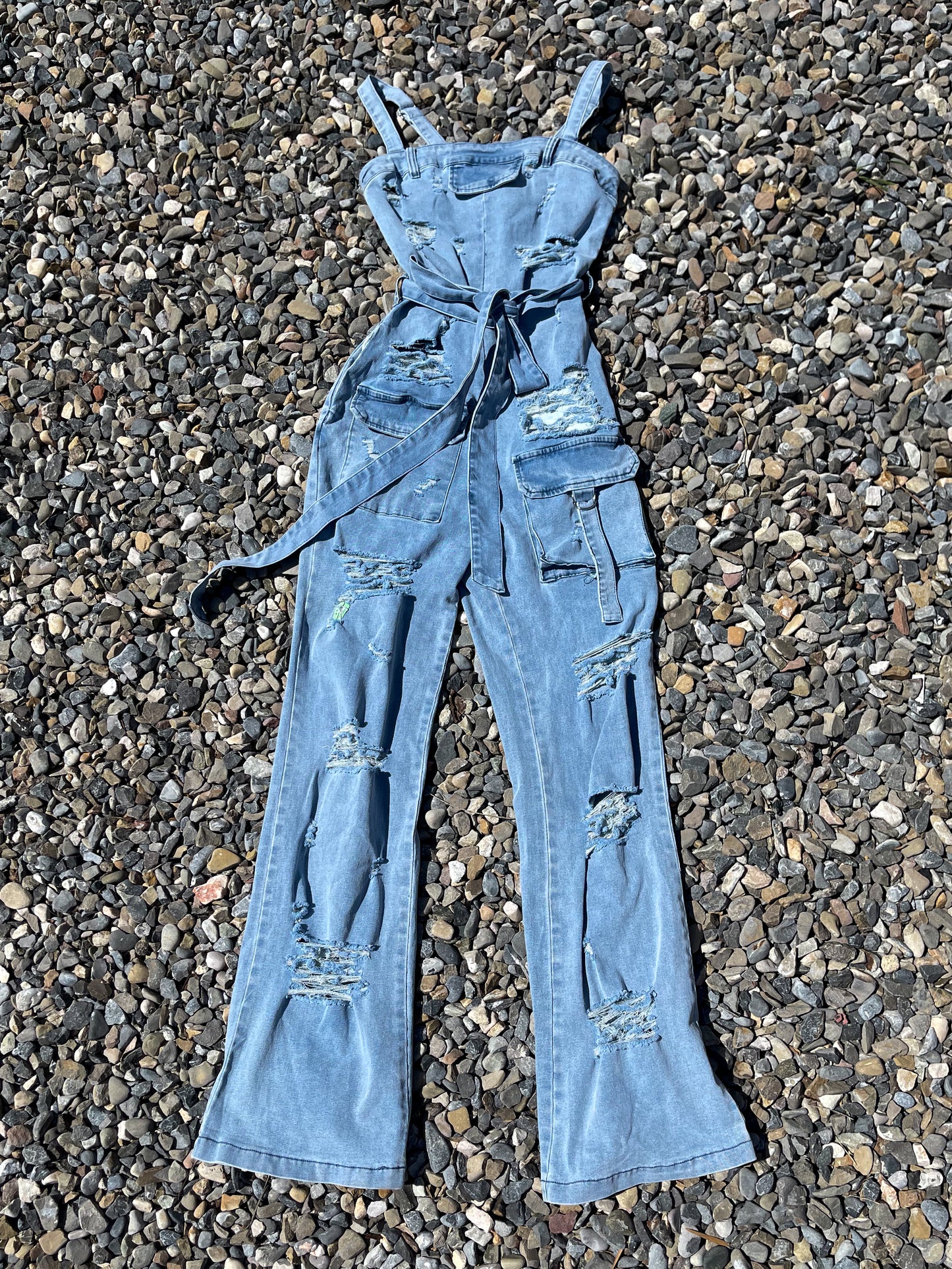 Distressed Denim Jumpsuit