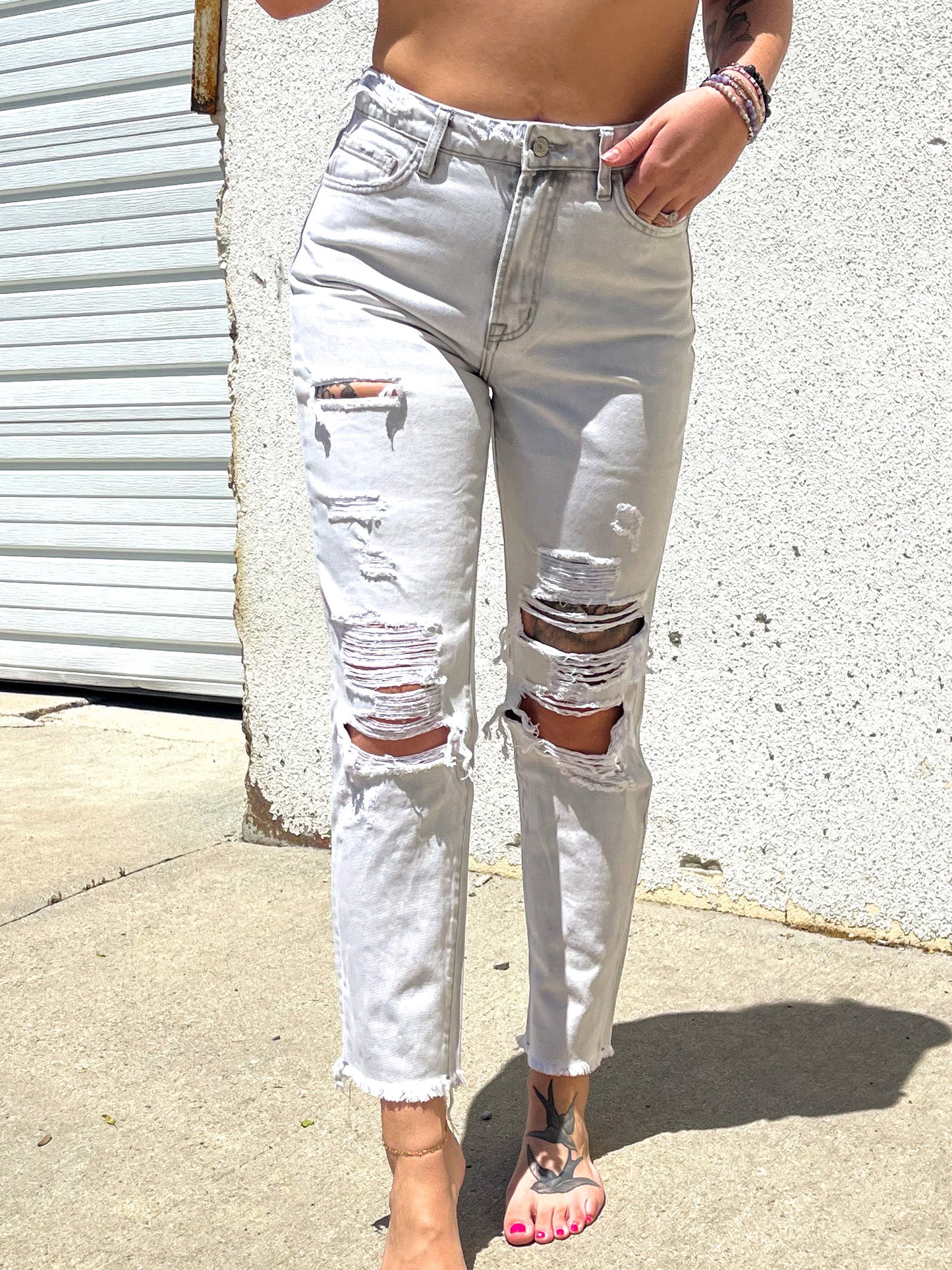 Distressed Mom Jeans