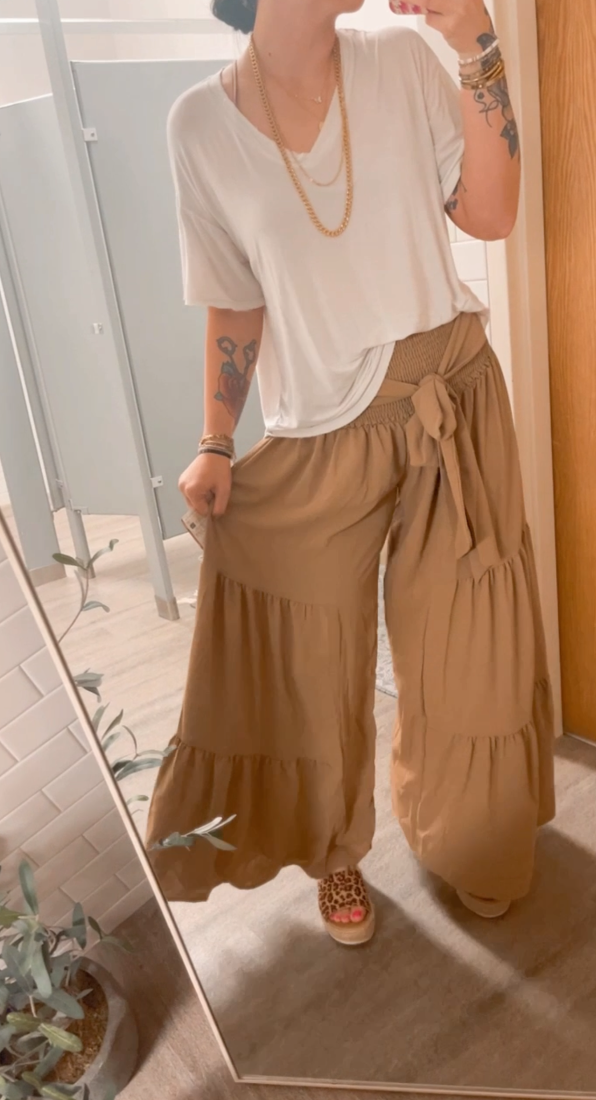 Khaki Wide Leg Pants